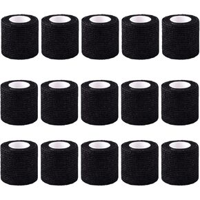30 Rolls Self Adhesive Bandage Wrap 2 inch Cohesive Bandage Wrap Stretch Bandages Wraps Tape Black Elastic Self-Adherent Tape for Wrist Ankle Sports Swelling Sprains（Black）
