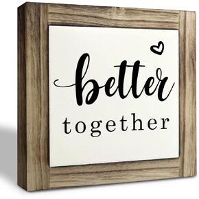 Inspirational Wood Signs, Box Wood Plaques Desk Décor, Family Table Art Sign, Farmhouse Table Decor, Stand Up Home Decor Plaque, Table Decorations for Living Room, Farmhouse Decor, Better Together