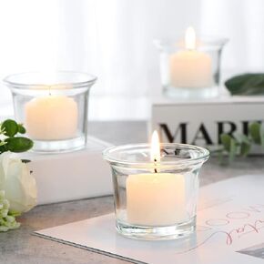 Tebery 35 Pack Clear Glass Oyster Tea Light Holders Candle Holders, 2.5 Inches Hanging Votive Tealight Glass for Wedding, Birthday, Holiday & Home Decoration