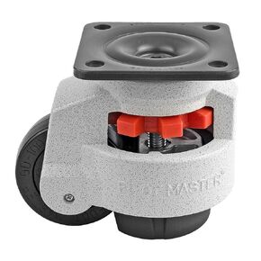 FOOT MASTER GD-100-F-NYN Leveling Caster, 75 mm Nylon 66 Wheel, Iconic Ivory, Height Adjustable Foot Pad, Plate Mounted Swivel Caster, 800 kg Load Rating