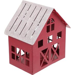 MAGICLULU Christmas Village Houses Metal Christmas Village Figurines Farmhouse Galvanized Tin House Desktop Ornament for Xmas Holiday Mantel Tabletop Decor