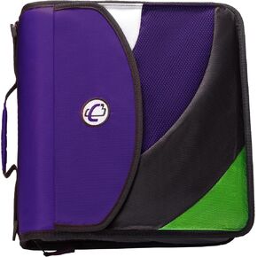 Case-it Dual Zipper Binder Backpack - 2 Inch D-Rings- 4-Inch Capacity w/Hold Down Pages, [Purple] Dual-301