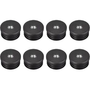 uxcell 8Pcs Inserts for Round Tubes with M8 Thread, for 38mm/1.5" OD Round Tube, Round Black Plastic Plug Caster Insert Chair End Caps Furniture Leg Plug
