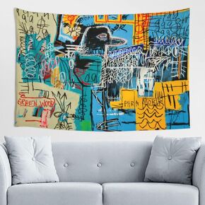 Kelicaon VALVOREX Jean Painter Michel Artist Basquiat Tapestry Wall Art Hanging Tapestries Home Decoration for Ceiling Living Room Dorm Bedroom Kitchen 60x40 Inch, Black