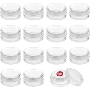 15Pcs Small Display Box, Bead Storage Containers, Round Gemstone Holder Case Jewelry Show Box Container Holder with Clear Screw Top Lids and Sponge for Pills, Gems, Beads, Jewelry, Small Items