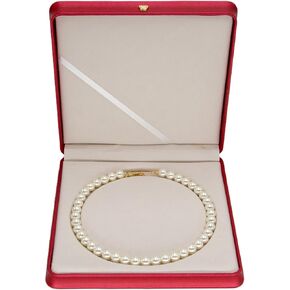 Pearl necklace jewelry box, PU leather, wedding jewelry box, holiday gifts, jewelry counter display, beautiful appearance, excellent texture (White)