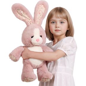 20 inch Long Ear Bunny Plush, Pink Bunny Weighted Stuffed Animals, Big Rabbit Plushies Pillow Toys, Birthday Gift for Kids and Adults.