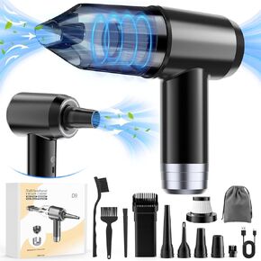 Car Vacuum Cleaner Portable Cordless,12000Pa High Power Handheld Car Vacuum Strong Suction, 6 in 1 Mini Vacuum Cleaner Air Duster, Hand Held Vacuum Cleaner Rechargeable, Car Accessories for Women Men