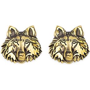 2 pcs 3D Metal Wolf Head Shape Car Side/Rear/Front Decorations Emblem Badge 3D Metal Sticker Decals Logo (Red)