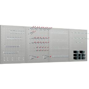 LUGO 24"x16" Metal Pegboard Wall Organizer, 128 PC Pegboard System, Easy to Install Storage with Hooks, Bins, and Tool Organizer for Wall, Craft Room, Garage, Home, Workshop, Workbench (Gray, 128 PC)