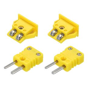 MECCANIXITY K Type Thermocouple Wire Connectors Male Plug with Panel Mount Female Socket High Temperature 200°C(392°F) for Thermocouple Sensor Probe Yellow 2 Set