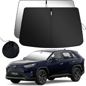 Front Windshield Sunshade Compatible with GMC (2019-2024) Sierra 1500 2500 3500 SLT, AT4, Denali Pickup Accessories - 210T Double Layer Foldable Front Sun Shield Protector