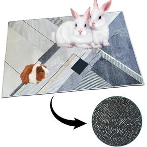 Rabbit Cage Liners,Washable Reusable Bunny Mat Pets Bedding Pad with Anti Slip Bottom Super Absorbent Rug Pads for Puppies Dog Cat Guinea Pig Chinchilla Ferrets (2 PCS)