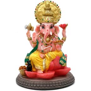 alikiki Ganesha Statue Indian gifts Item - 6.8" Hindu God Lord Ganesh Ganpati Idol for Indian Home Office Altar Mandir India Temple Pooja Item Meditation Yoga Room Spiritual Decor Diwali Puja Gifts