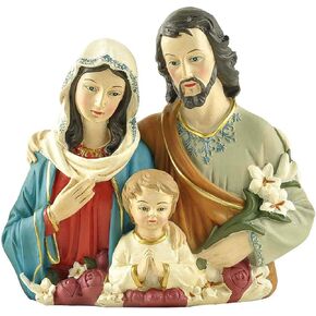 Religious Holy Family with Child Statue Graceful Design Christ Jesus Mary Figure Lasting Renaissance Collection Resin Statue Multicolor Gift for Home Decoration 4 Inch