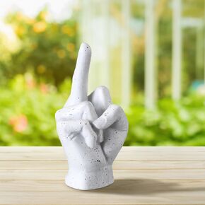 Middle Finger Resin Garden Statue Hand Sculpture Small Middle Finger Figurine Funny Middle Finger Decoration for Yard Naughty Funny Gifts for Office Desk Outdoor Garden Lawn, 10 x 6 x 5 cm
