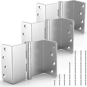KOLET Offset Door Hinges, 4 Inches Ball Bearing Door Hinges, 1/4" Radius Corner Expandable Door Hinges, 2 Inches Widen Doorway, Smooth and Easy Installation, Brushed Nickel, 3 Packs