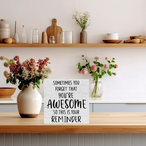 Funny Home Office Decor Wooden Box Sign, Rustic Farmhouse Decorative Awesome Positive Office Desk Accessories Wood Table Sign, Social Worker Appreciation Inspirational gifts in Saudi Arabia