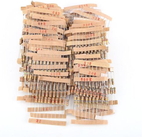 1000pcs Carbon Film Resistor Kit, Wirewound Resistor Kits, 1/2w1-10m Ohm Carbon Film Resistors with Individually Labeled and Packed in Saudi Arabia