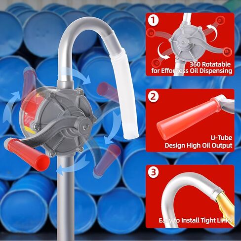 مضخة طبل سعة 55 جالونًا، مضخة يدوية من سبائك الألومنيوم لأسطوانة سعة 55 جالونًا، مضخة برميلية غير قابلة للتآكل 55 جالونًا للديزل والكيروسين والزيت الثقيل الخفيف، تناسب براميل من 5 إلى 55 جالونًا in Kuwait