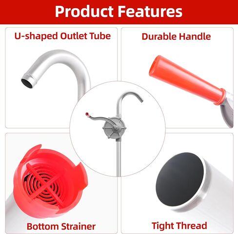 مضخة طبل سعة 55 جالونًا، مضخة يدوية من سبائك الألومنيوم لأسطوانة سعة 55 جالونًا، مضخة برميلية غير قابلة للتآكل 55 جالونًا للديزل والكيروسين والزيت الثقيل الخفيف، تناسب براميل من 5 إلى 55 جالونًا in Kuwait