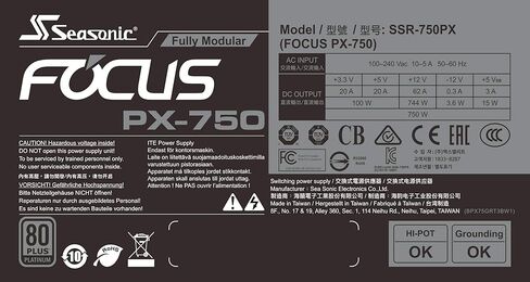 Seasonic Prime PX-750، 750 واط 80+ بلاتيني، وحدات كاملة، تحكم في المروحة في وضع بدون مروحة، صامت، ووضع التبريد، ضمان لمدة 12 عامًا، مصدر طاقة مثالي للألعاب والأنظمة عالية الأداء، SSR-750PD2. in Kuwait