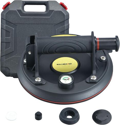Professional 8-Inch Manual Suction Cup with Pressure Gauge - Heavy Duty Glass Lifter for Tiling - Handheld Suction Tool for Glass and Tile Handling in Saudi Arabia
