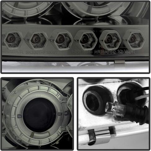 ACANII-For 1997-2003 Ford F150 1997-2002 إكسبيديشن أسود LED مزدوج على شكل هالة الدائري المصابيح الأمامية للمصابيح الأمامية يسار + يمين in Kuwait