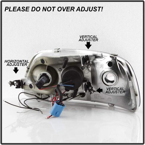 ACANII-For 1997-2003 Ford F150 1997-2002 إكسبيديشن أسود LED مزدوج على شكل هالة الدائري المصابيح الأمامية للمصابيح الأمامية يسار + يمين in Kuwait