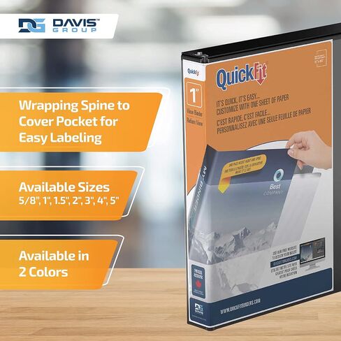 ملف كويك فيت فيو، 3 حلقات، حلقة زاوية على شكل حرف D، 2 بوصة، اسود، 87031 in Saudi Arabia