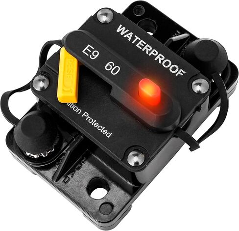 Circuit Breaker with Manual Reset Switch and Pilot Lamp for Boat Trolling Motor, ATV Trailer Vehicles Strereo Audio,Electronic Battery Solar System,12V-48V DC (Surface Mount-30A) in Kuwait