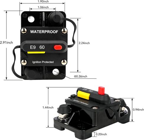 Circuit Breaker with Manual Reset Switch and Pilot Lamp for Boat Trolling Motor, ATV Trailer Vehicles Strereo Audio,Electronic Battery Solar System,12V-48V DC (Surface Mount-30A) in Kuwait