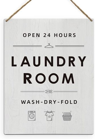 ديكور غرفة الغسيل - لافتة خشبية لغرفة الغسيل، ديكور معلق لغرفة الغسيل، لافتات غرفة الغسيل لتزيين الحائط وإكسسواراتها، ديكور غرفة غسيل الحمام، 8 × 10 بوصة in Saudi Arabia