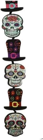 لافتة ديكور معلقة من Día de Los Muertos Day of The Dead Sugar Skulls لامعة - تصميمان مختلفان - طول 60.96 سم × عرض 10.16 سم in Kuwait