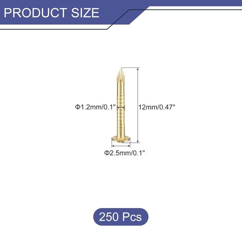 250 قطعة من الأظافر الصغيرة من uxcell 1.5 مم × 10 مم (DxL) أظافر نحاسية صغيرة أظافر صغيرة لصناديق الديكور الخشبية DIY والإكسسوارات المنزلية، لون نحاسي in Saudi Arabia