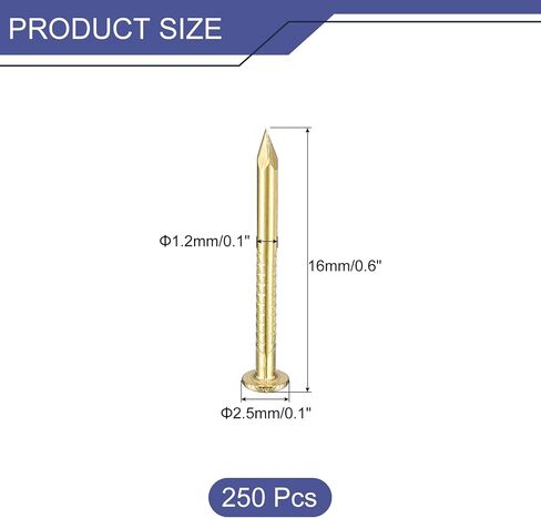 250 قطعة من الأظافر الصغيرة من uxcell 1.5 مم × 10 مم (DxL) أظافر نحاسية صغيرة أظافر صغيرة لصناديق الديكور الخشبية DIY والإكسسوارات المنزلية، لون نحاسي in Saudi Arabia
