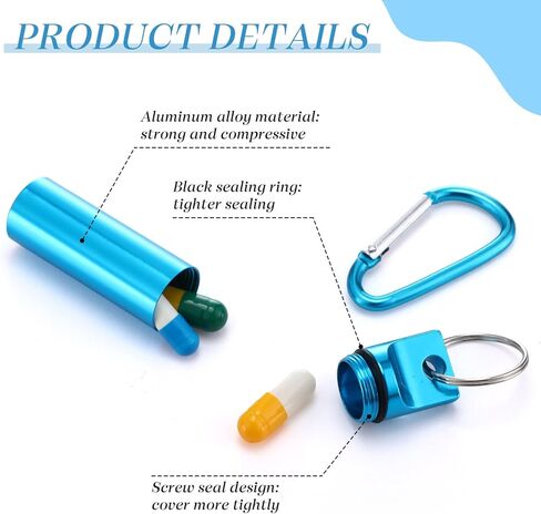 Jinei 30 قطعة من الألومنيوم معدن صندوق حبوب الدواء منظم مقاوم للماء حاوية تخزين صغيرة صغيرة محمولة صندوق حبوب الدواء سلسلة المفاتيح للتخييم في الهواء الطلق والسفر in Kuwait