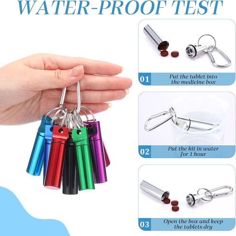 Jinei 30 قطعة من الألومنيوم معدن صندوق حبوب الدواء منظم مقاوم للماء حاوية تخزين صغيرة صغيرة محمولة صندوق حبوب الدواء سلسلة المفاتيح للتخييم في الهواء الطلق والسفر in Kuwait