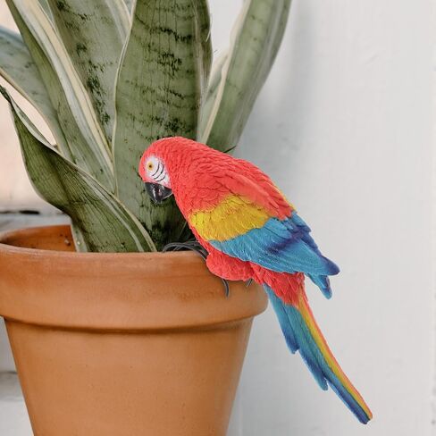 Yardwe في الهواء الطلق مقلد Macaw حديقة الديكور البجعة الاصطناعية تمثال الببغاء في الهواء الطلق وعاء النبات وعاء الزهور لطيف تمثال الطيور في الهواء الطلق نماذج ديكور المنزل الملحقات مكتب الحديد الأحمر in Kuwait