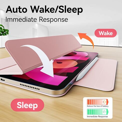 kenke Case for iPad Air 5th Generation 2022 / iPad Air 4th Generation 2020, Rebound Magnetic Smart Cover with Clasp, Auto Sleep/Wake Slim Trifold Stand Case for iPad Air 5/4 10.9 Inch, Gray White in Kuwait