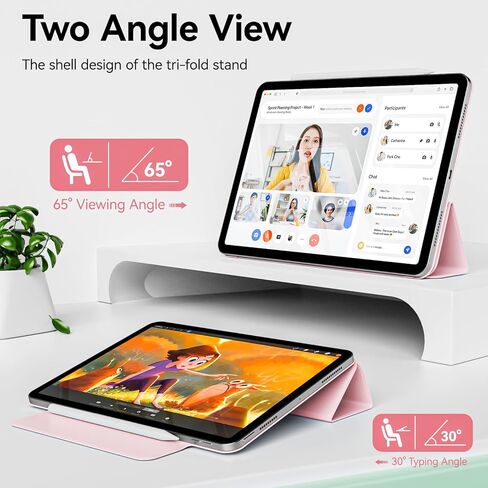 kenke Case for iPad Air 5th Generation 2022 / iPad Air 4th Generation 2020, Rebound Magnetic Smart Cover with Clasp, Auto Sleep/Wake Slim Trifold Stand Case for iPad Air 5/4 10.9 Inch, Gray White in Kuwait