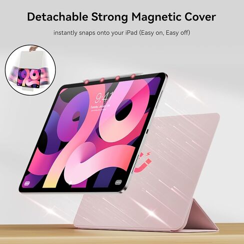 kenke Case for iPad Air 5th Generation 2022 / iPad Air 4th Generation 2020, Rebound Magnetic Smart Cover with Clasp, Auto Sleep/Wake Slim Trifold Stand Case for iPad Air 5/4 10.9 Inch, Gray White in Kuwait