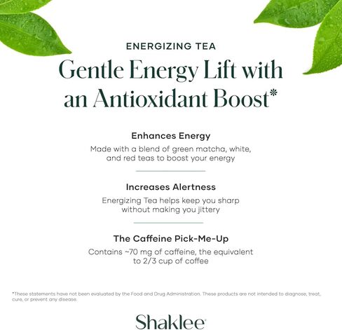 Shaklee Energizing Tea Pomegranate Flavor - Antioxidant-Rich Blend of Green, White, and Red Teas for Gentle Energy Lift - Energy Boost On-the-Go Packets - Hot or Cold - 28 Servings in Kuwait