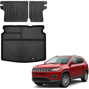 Custom Fit 2017-2024 Jeep Compass Floor Mats Cargo Trunk Liner and Backrest Mat All Weather Rubber Jeep Compass Accessories(Floor Mats+Cargo Liner+Backrest Mat)