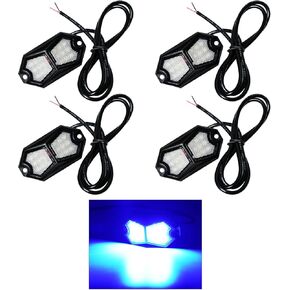 Pure White Rock Lights 4 Pods, 18LEDs 210 Degree Wide Angle IP68 Waterproof Aluminum Housing, Underglow Lights Wheel Well Lights 12v 24V for Car SUV UTV ATV Truck Pickup (4 Pods)