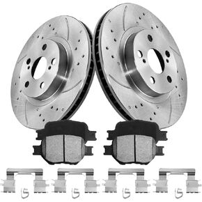 Front Vented G-coated Brake Pads and Rotors Kit for Celica 2005-2000, Brake Rotors + Carbon Fiber Ceramic Brake Pads Kit 275mm(10.8in)