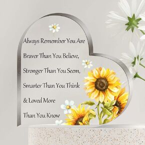 Inspirational Gift for Women, Sunflower Acrylic Encouragement Gift, Graduation Motivation Gift, Room Office School Desk Decor, Appreciation Gifts for Friend Mom Coworker Sister Teachers Employees