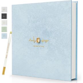 Popotop Wedding Photo Album Self Adhesive Scrapbook Album for 4×6 5×7 8×10 Pictures DIY Scrap Book wedding photo album with Metallic Pen,Photo Book with a Gifts Case, Gemstone