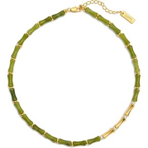 CAFFTI Natural Green Crystal Necklace Handmade Beaded Choker Jewelry Gifts for Women
