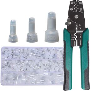Closed Crimp Cap Terminal Wire Stripper Crimping Tool 22-16/16-14/12-10 AWG Gauge Wire Caps Connectors Gauge Nylon Insulated Terminals Connector
